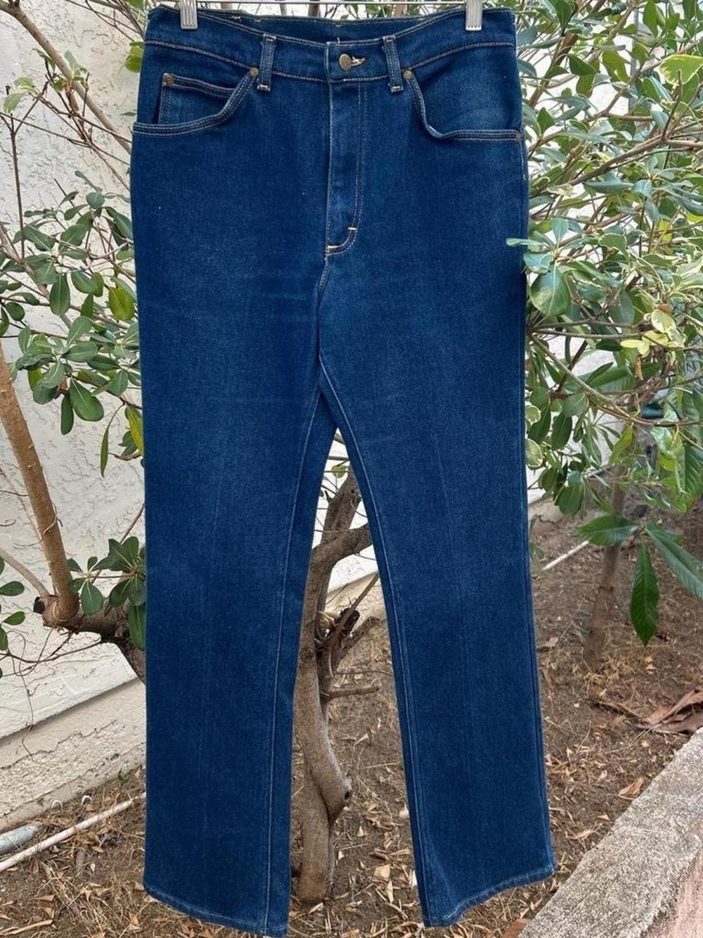 Vintage 1980s Lee Jeans 31x31 Made USA Dark Wash Straight Leg Denim